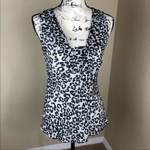WHBM ANIMAL PRINT SILK TOP -NWOT